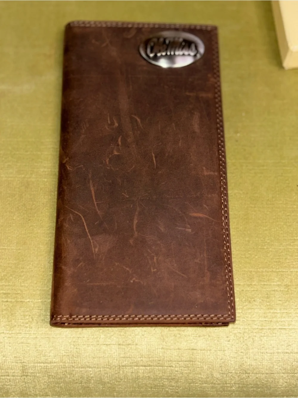 ZEP-PRO NCAA Ole Miss Rebels Crazy Horse Leather Long Roper Wallet GIFT Box